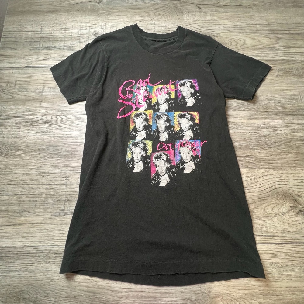 Rod Stewart T-Shirt Unisex S Black 1989 Out of Order Tour Vintage 80s Band Tee